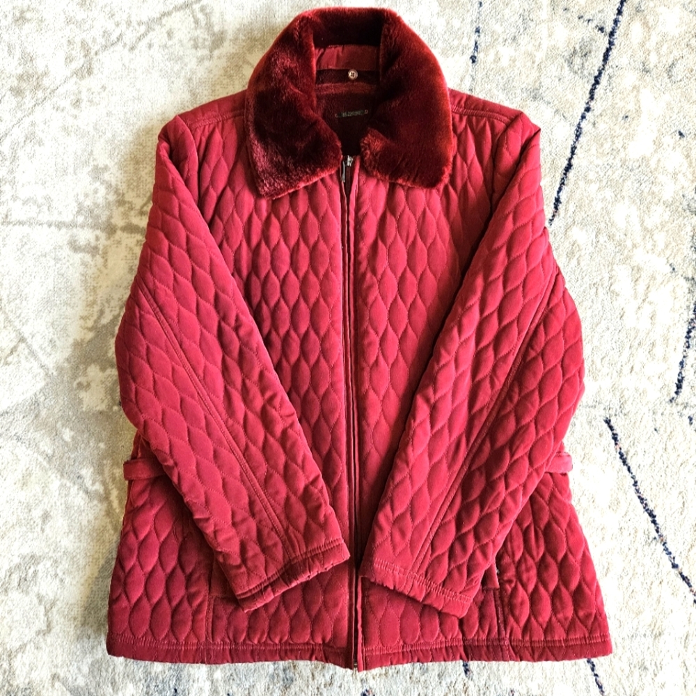 Vintage quilted coat fleece women